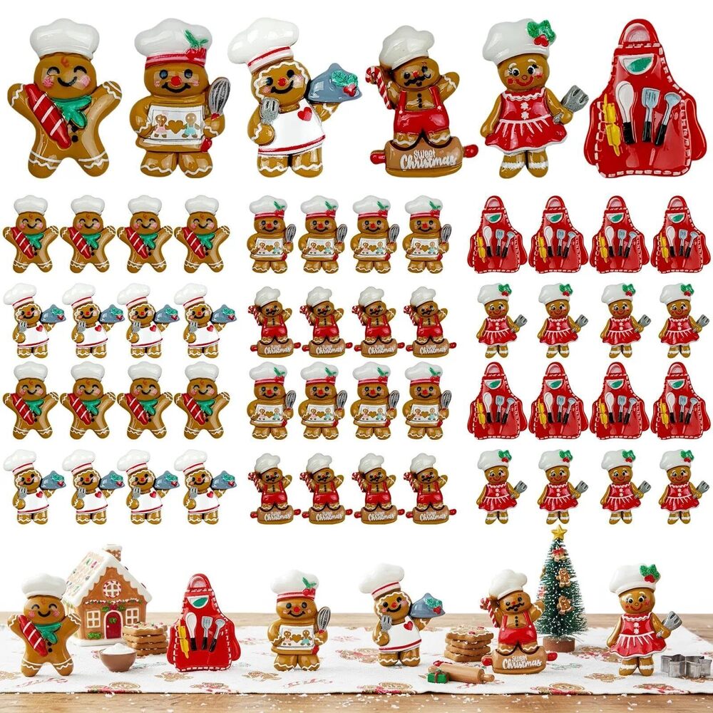 2735 60 Pcs Mini Gingerbread Charms for Craft 1 inch Christmas DIY Flatback